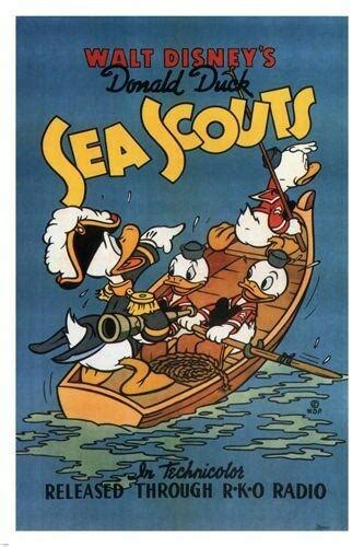 Walt Disney Donald Duck Sea Scouts Movie Poster 1939 24x36 Vintage