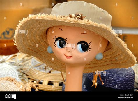 Comical Mannequin Head For A Hat Display At St Tropez Market Stock