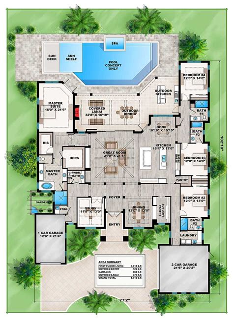 Spacious Florida House Plan 86038bw Architectural Designs House Plans