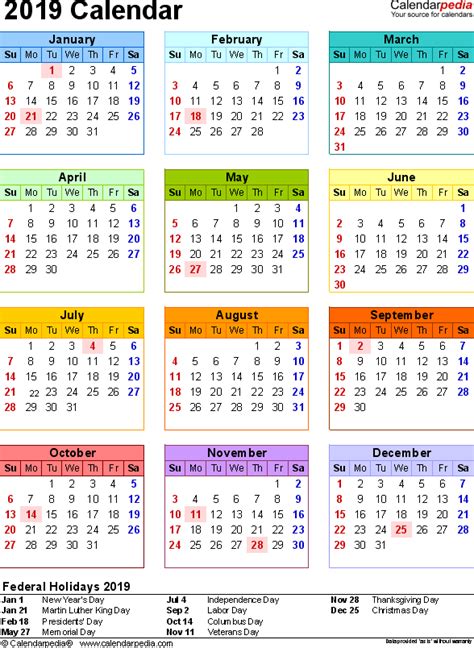 Free marketing calendar templates in google, excel, and word formats. 2019 Calendar - Free Printable Microsoft Excel Templates