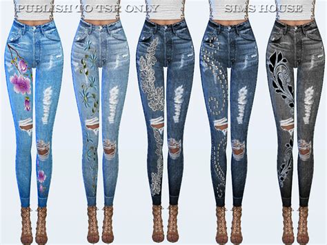 The Sims Resource Jeans With Embroidery