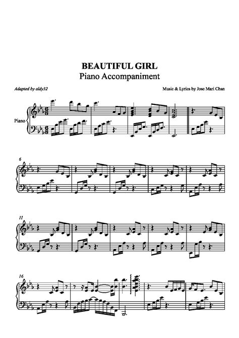 állhatatos Hajnal Mm Beautiful Girl Piano Sheet Music Csodál Vége Hullám