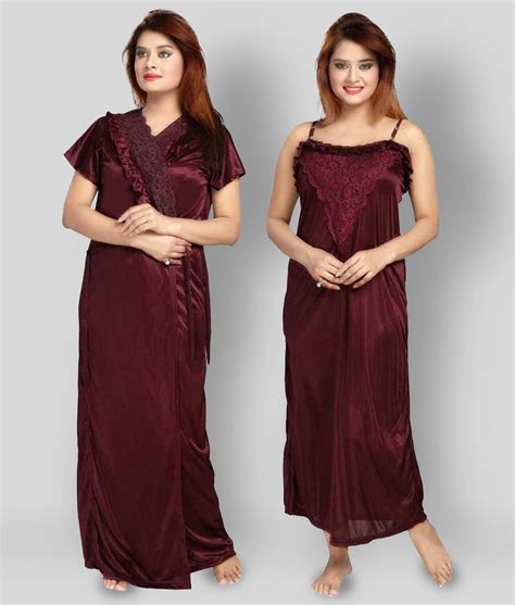 Buy Gangomi Maroon Satin Womens Nightwear Nighty And Night Gowns Online At Best Price In India