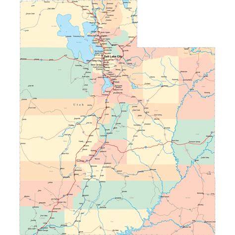 Road Map Of Utah Usa