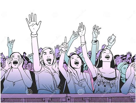 Illustration Of Festival Crowd Cheering At Concert Stock Illustration