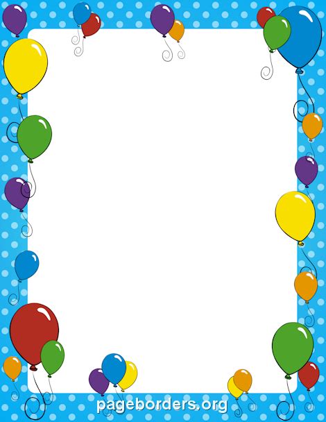 Balloon Border Page Boarders Boarders And Frames Birthday Frames