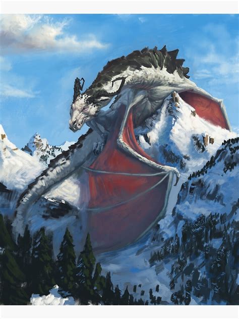 Fantasy Dragon On A Snowy Mountain Poster For Sale By Alex Kuhn