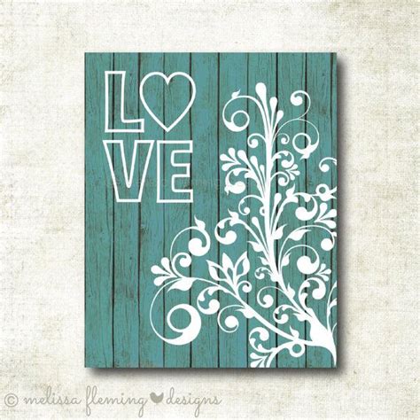 Love Art Print Turquoise And White By Melissaflemingdesigns Art