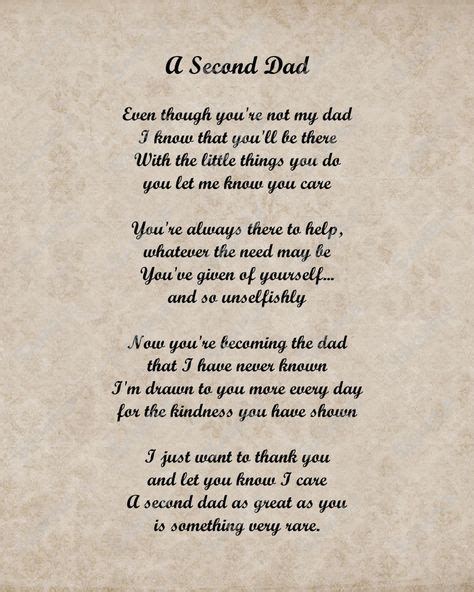 A Second Dad Love Poem For Stepdad 8 X 10 Print Step Children Quotes