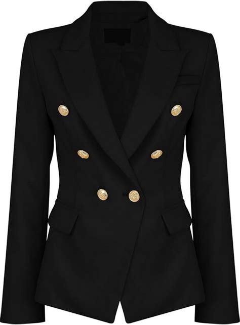 Womens Double Breasted Military Style Blazer Ladies Coat Jacket Us18