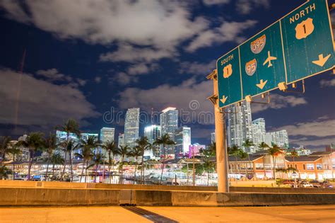Miami January 8 2016 Night Skyline And Buildings Reflections