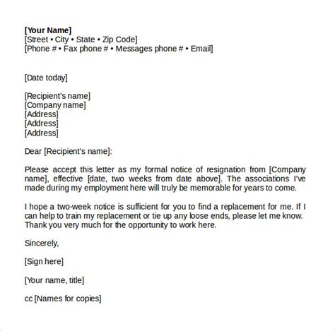 Employment Resignation Letter Subject Sample Resignation Letter