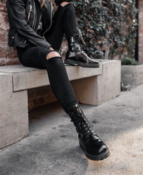 women s combat boot in black leather thursday boot company combat boots fashion boots