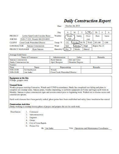 Daily Construction Report 15 Examples Format Word Page How To