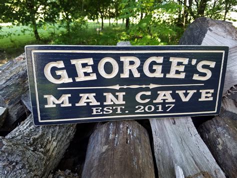Man Cave Personalized Wooden Carved Sign Fathers Day T