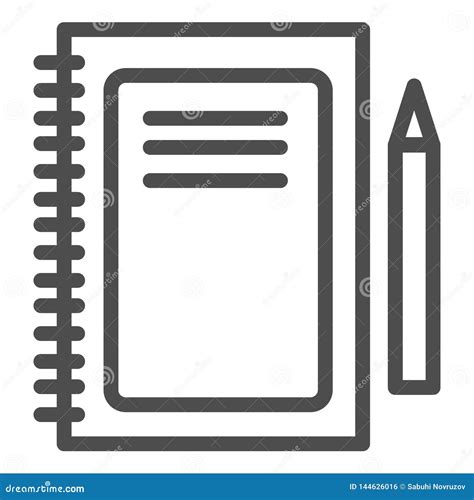 Notebook Line Icon Notepad And Pen Vector Illustration Isolated On