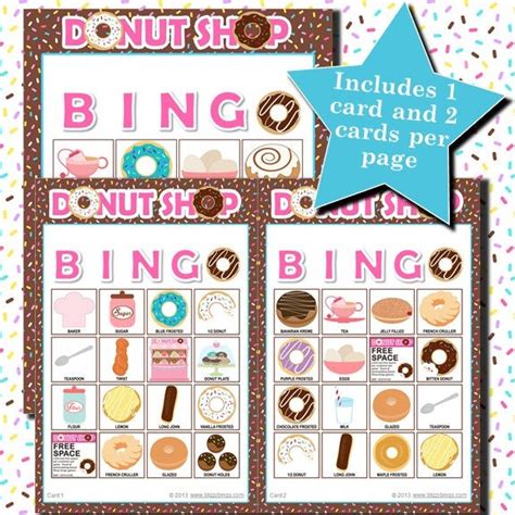Donut Shop 4x4 Bingo Printable Pdfs Contain Everything You Etsy Australia