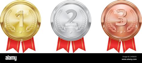 Realistic Golden Silver And Bronze Medals Winner Trophy Award Game