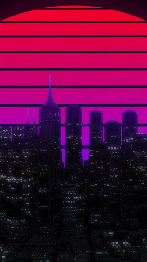 Purple Retro City Wallpapers Wallpaper Cave