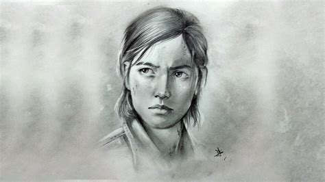 Drawing Ellie Hd The Last Of Us Part Ii Graphite Pencil Sketch