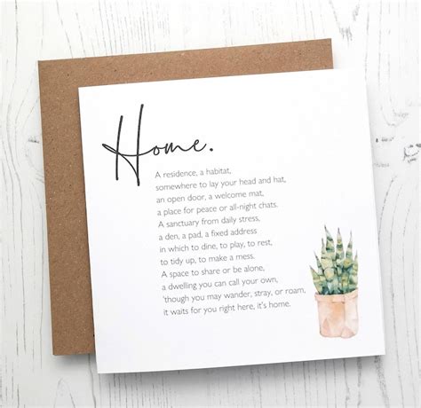 New Home Poem Card Happy New Home Or Housewarming Greeting Etsy Uk