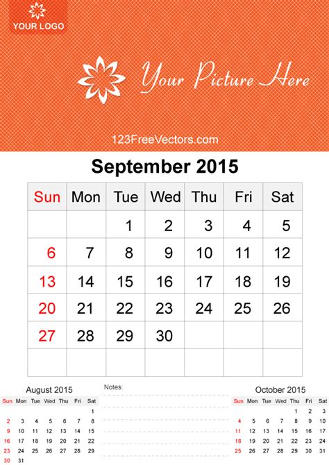 September 2015 Calendar Template Vector Free Download Free Vector Art
