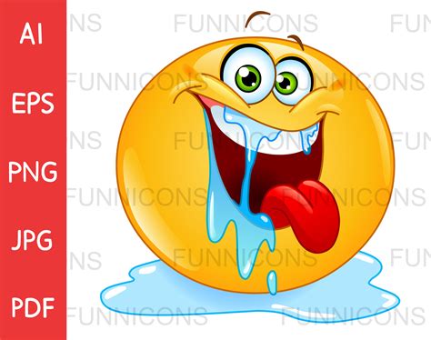 Clipart Cartoon Of A Happy Drooling Emoji Emoticon Ai Eps Png Etsy