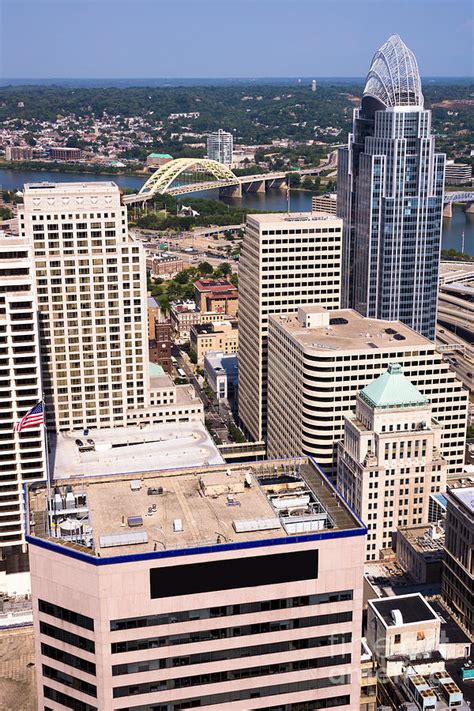 Cincinnati Aerial Skyline Downtown City Buildings Photograph By Paul