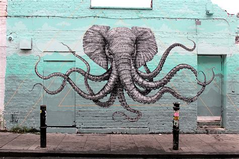 Elephant Octopus Hybrid Mural In Shoreditch Photos