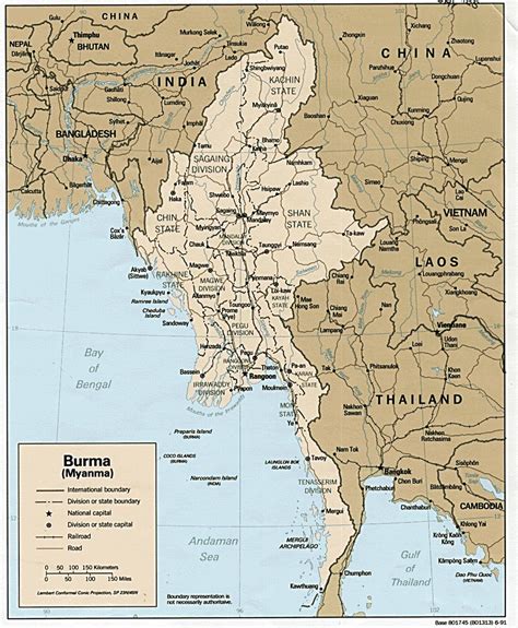 Large Detailed Administrative And Political Map Of Burma Burma