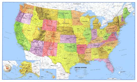 Educational United States Map With State Flags For Kids 36 X 24