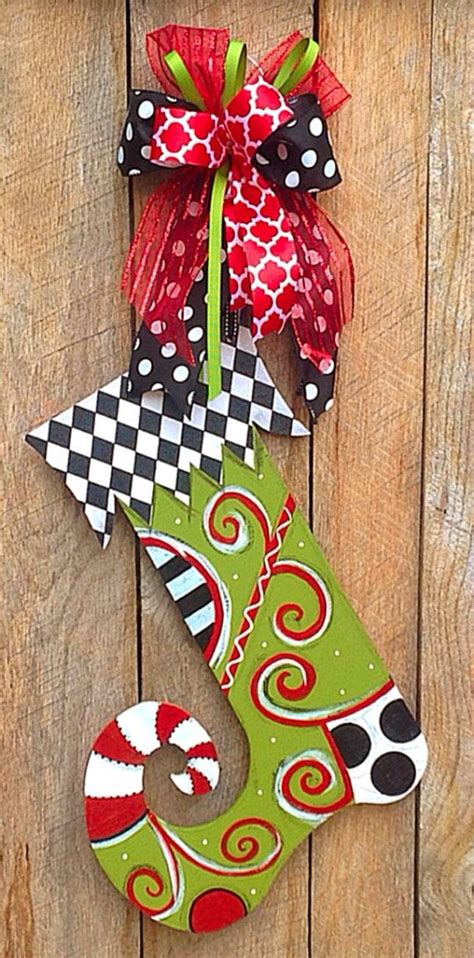 Decorate your door with a welcoming believe evergreen christmas. Christmas Door Hanger Wood Stocking Decorations by ...