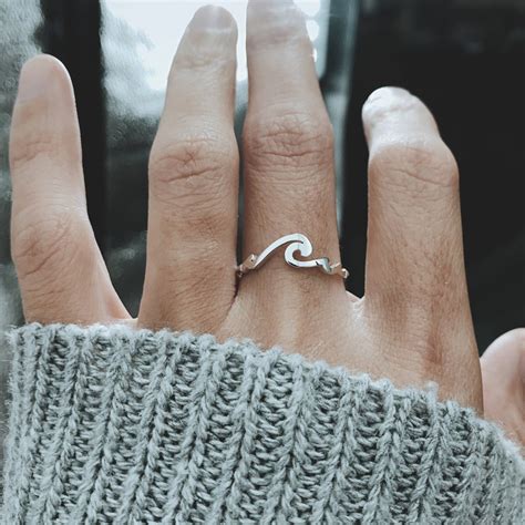 Wave Matching Couples Ring Set Promise Rings For Couples His Etsy