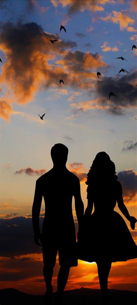 Couple Wallpaper 4k Silhouette Sunset Together Dawn Evening Love