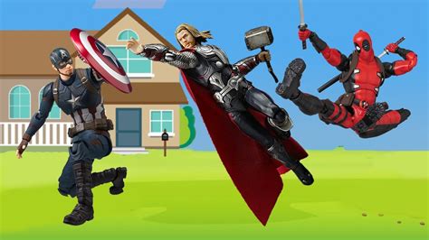 ديدبول وكابتن امريكا وثور Deadpool Vs Thor And Captain America Youtube