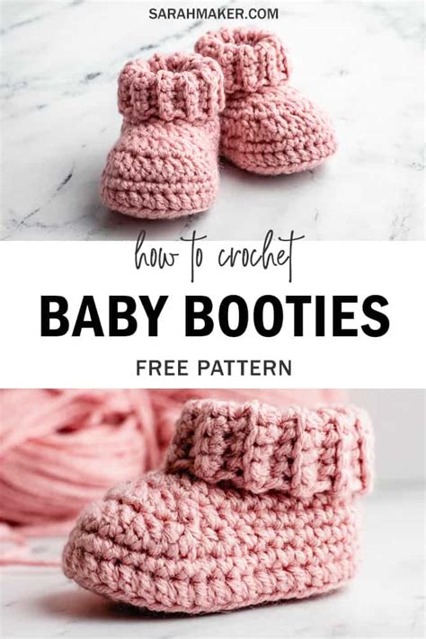 Classic Crochet Baby Booties With Folded Cuff Free Pattern Sarah Maker