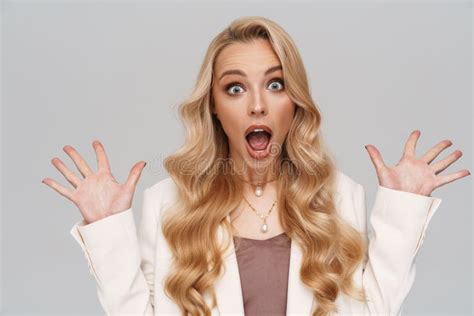 Beautiful Shocked Girl In Jacket Expressing Surprise On Camera Stock Image Image Of Beauty