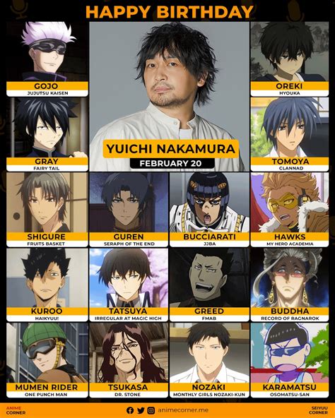 Happy 43rd birthday to Yuichi Nakamura who voices as Bruno Bucciarati