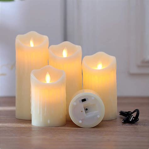 Christmas Candle Flameless Candles Usb Rechargeable Battery Led