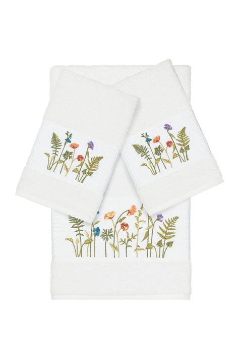 Linum Home Textiles Serenity 3 Piece Embellished Towel Set White