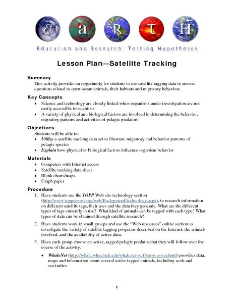 satellite tracking lesson plan for 8th 10th grade lesson planet