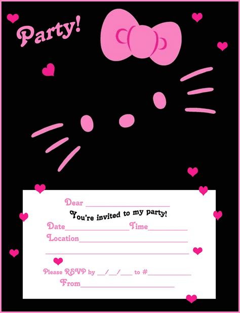 Free Hello Kitty Printable Free Party Invites