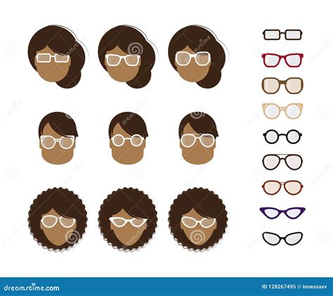 Spectacle Frames And Women Face Shapes Vector Illustration 92741504