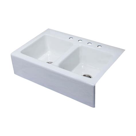 Dax handmade corner double bowl undermount kitchen sink. Empire Industries Farmhouse Cast-Iron 33 in. 50/50 Double ...