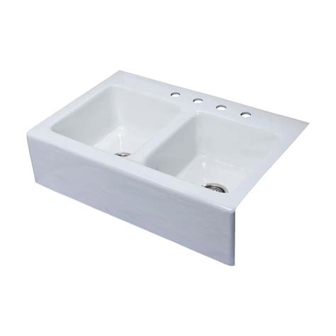 Many cast iron sinks actually have recycled or reclaimed cast iron as their main material, which earns them the title of a green option as far as kitchen sinks are concerned. Empire Industries Farmhouse Cast-Iron 33 in. 50/50 Double ...