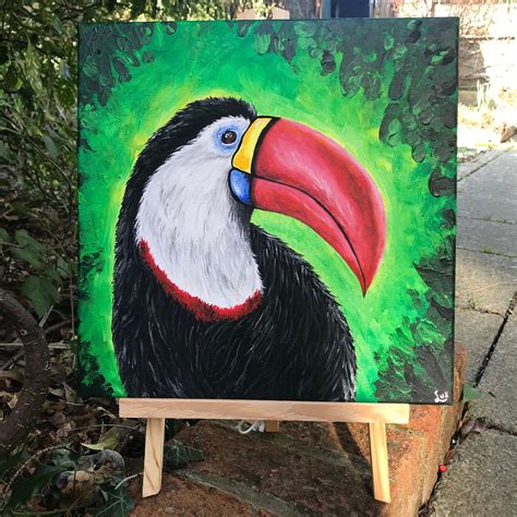 Original Acrylic Painting On Canvas Toucan Painting Canvas Etsy