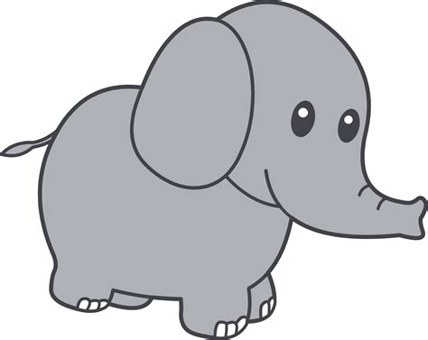 Cute Little Grey Elephant Free Clip Art