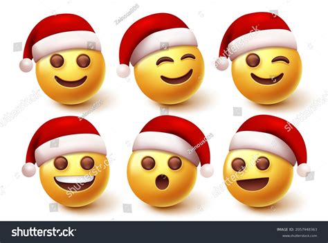 Emoji Santa Christmas Character Vector Set Stock Vector Royalty Free