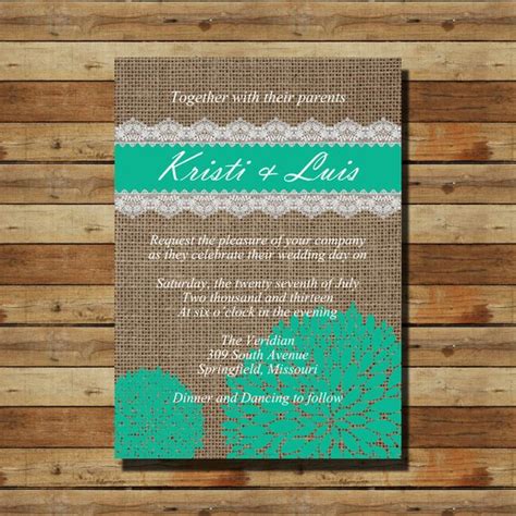 Items Similar To Burlap Wedding Invitation Digital File Choose Your