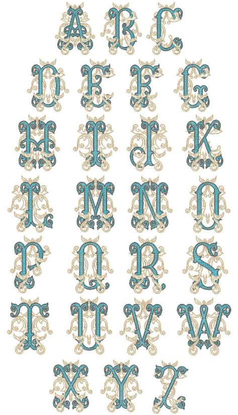 Ornate Vintage Vine Monogram Vine Monogram Monogram Embroidery Alphabet